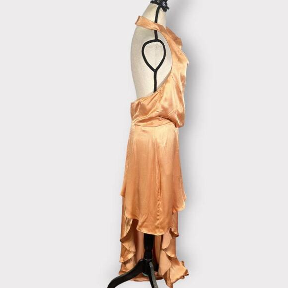 Elliatt Lambent Asymmetric Halter Dress Women's Large Camel Backless NWT - Picture 6 of 10